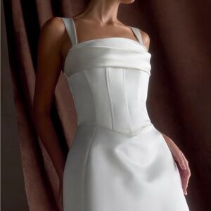 NWT Meshki Isabel Satin Corset Mini Dress - White